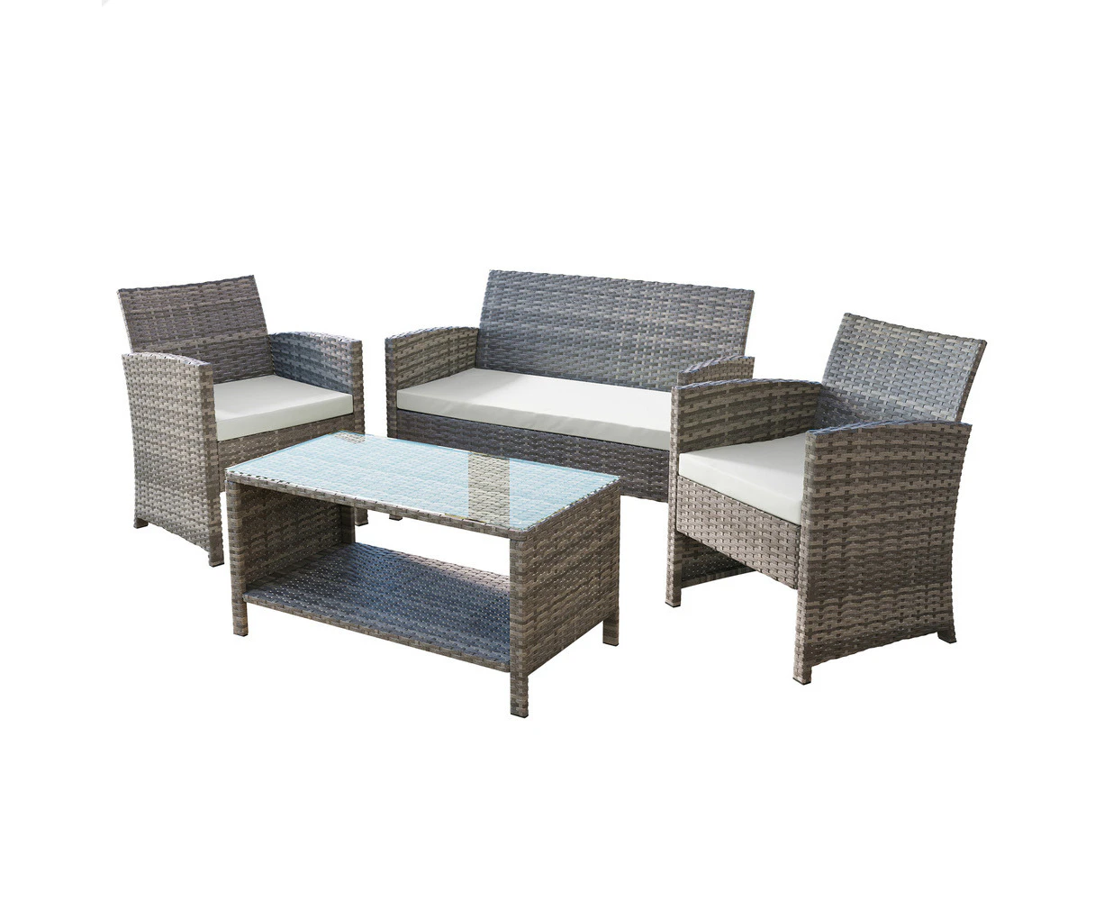 ALFORDSON Outdoor Furniture Garden Patio Chairs Table 4PCS Set Wicker