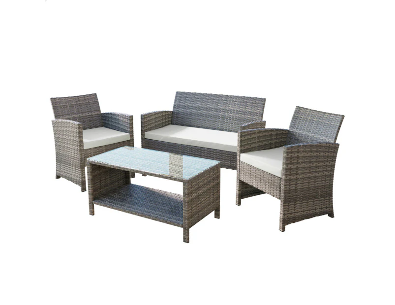 ALFORDSON Outdoor Furniture Garden Patio Chairs Table 4PCS Set Wicker