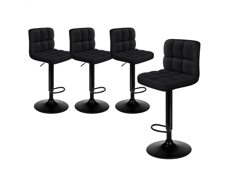 ALFORDSON Set of 4 Ralph L Shape Fabric Bar Stools (Black)