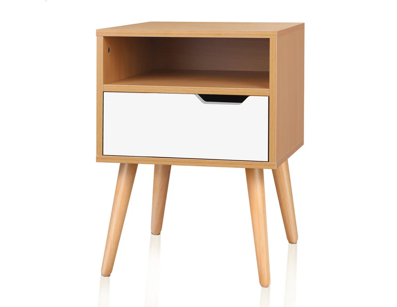 ALFORDSON Bedside Table Nightstand Side Storage Cabinet Scandinavian White & Wood