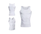 Slimming Tank Top Mens Body Shaper Compression Vest Singlet Black White - White