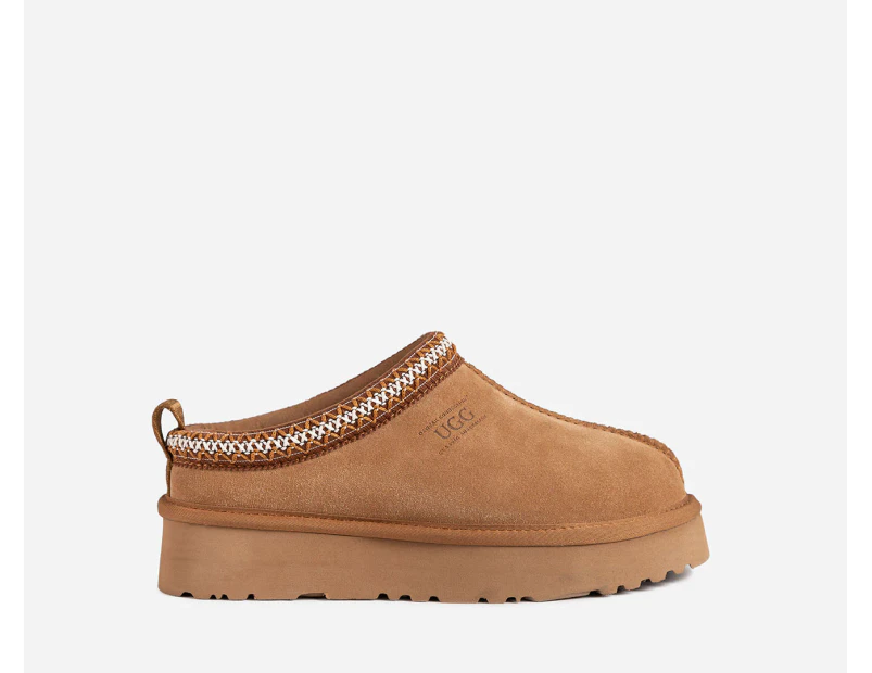 OZWEAR Connection Unisex Sydney Platform Slippers - Chestnut