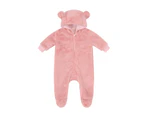 BABY PINK BEAR FLEECE OVERALL - Pink