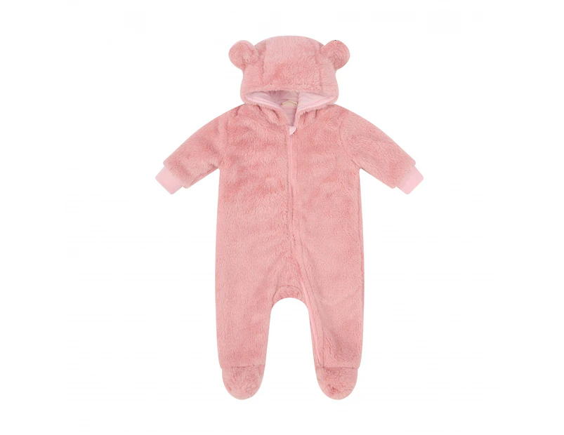 BABY PINK BEAR FLEECE OVERALL - Pink