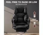 Furb Executive Office Chair PU Leather Thick Back Padded Seat Support Recliner with Footrest Black