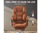 Furb Executive Office Chair PU Leather Thick Back Padded Seat Support Recliner with Footrest Brown