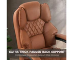 Furb Executive Office Chair PU Leather Thick Back Padded Seat Support Recliner with Footrest Brown