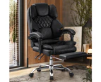 Furb Executive Office Chair PU Leather Thick Back Padded Seat Support Recliner with Footrest Black