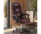 Furb Executive Office Chair PU Leather Thick Back Padded Seat Support Recliner Brown
