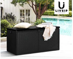 Livsip Outdoor Storage Box Bench 310L Cabinet Container Garden Deck Tool Black