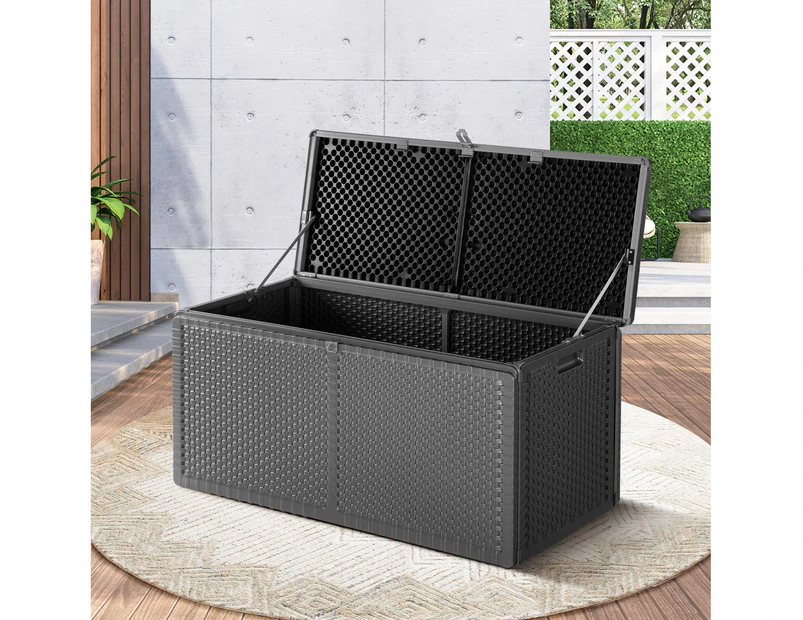 Livsip Outdoor Storage Box Bench 310L Cabinet Container Garden Deck Tool Grey