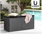 Livsip Outdoor Storage Box Bench 310L Cabinet Container Garden Deck Tool Grey