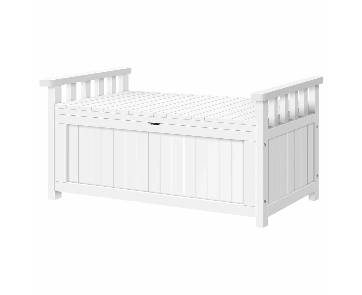 ALFORDSON Wooden Garden Bench Outdoor Storage Box Chest Tool Sheds White L