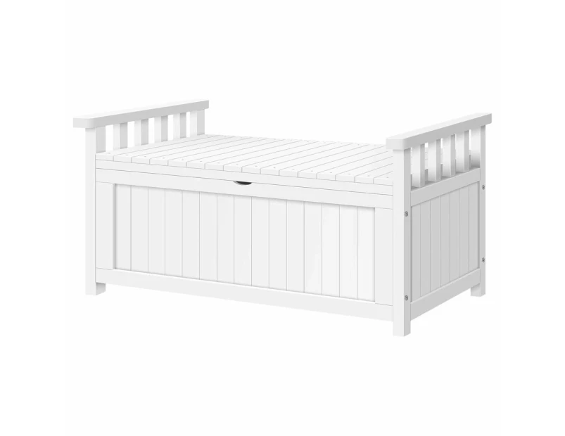 ALFORDSON Wooden Garden Bench Outdoor Storage Box Chest Tool Sheds White L