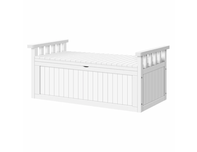 ALFORDSON Wooden Garden Bench Outdoor Storage Box Chest Tool Sheds White XL