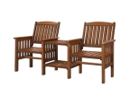 ALFORDSON Outdoor Chairs Table Set Wooden Garden Bench Loveseat Patio Brown