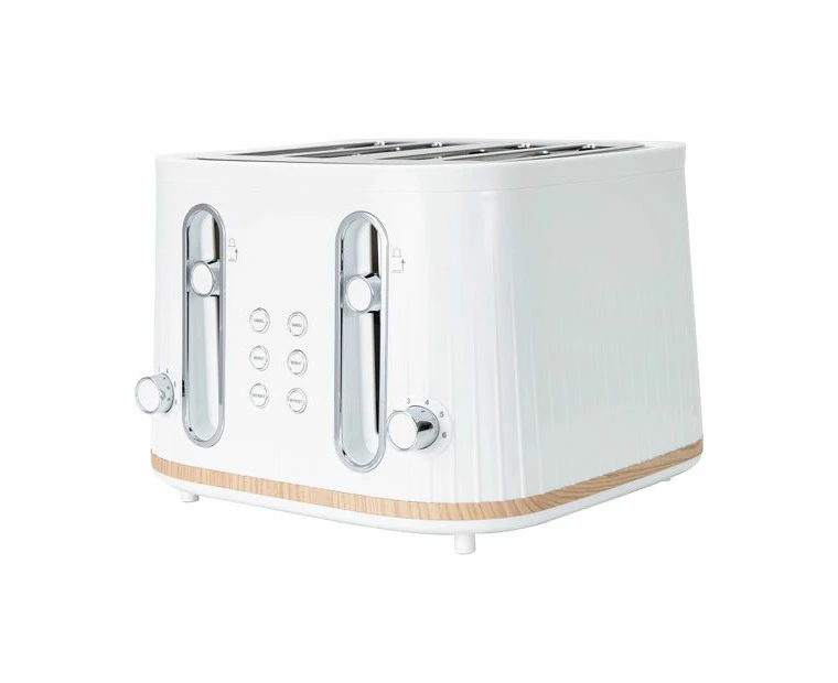 4 Slice Toaster, White - Anko