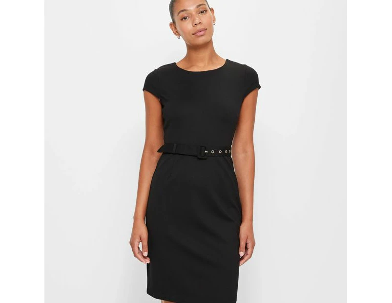 Sheath Dress with Belt - Preview - Black