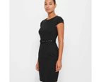 Sheath Dress with Belt - Preview - Black