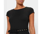 Sheath Dress with Belt - Preview - Black