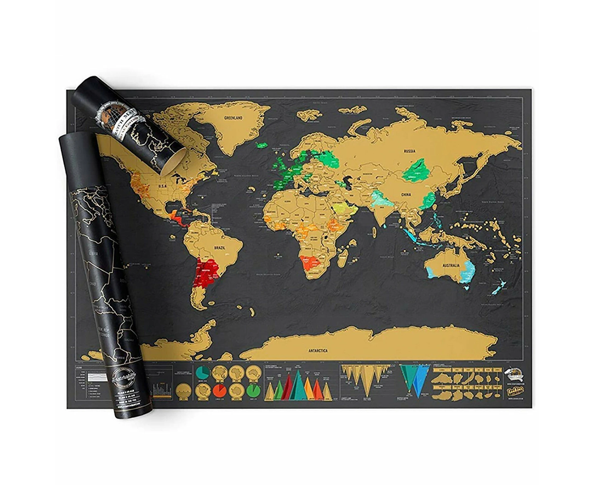 Large Poster Atlas Travel Decor Gift Deluxe Scratch off world Map Interactive