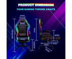 Advwin Gaming Chair 12 RGB LED Massage Ergonomic Executive Office Chair Computer Racing Recliner Footrest Seat Black