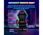 Advwin Gaming Chair 12 RGB LED Massage Ergonomic Executive Office Chair Computer Racing Recliner Footrest Seat Black