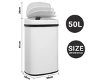 Advwin 50L Motion Sensor Bin Automatic Rubbish Smart Kitchen Waste Trash Can Recycling White