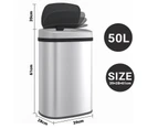 Advwin 50L Motion Sensor Bin Automatic Rubbish Bins Smart Kitchen Waste Trash Can Silver