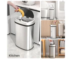 Advwin 50L Motion Sensor Bin Automatic Rubbish Bins Smart Kitchen Waste Trash Can Silver