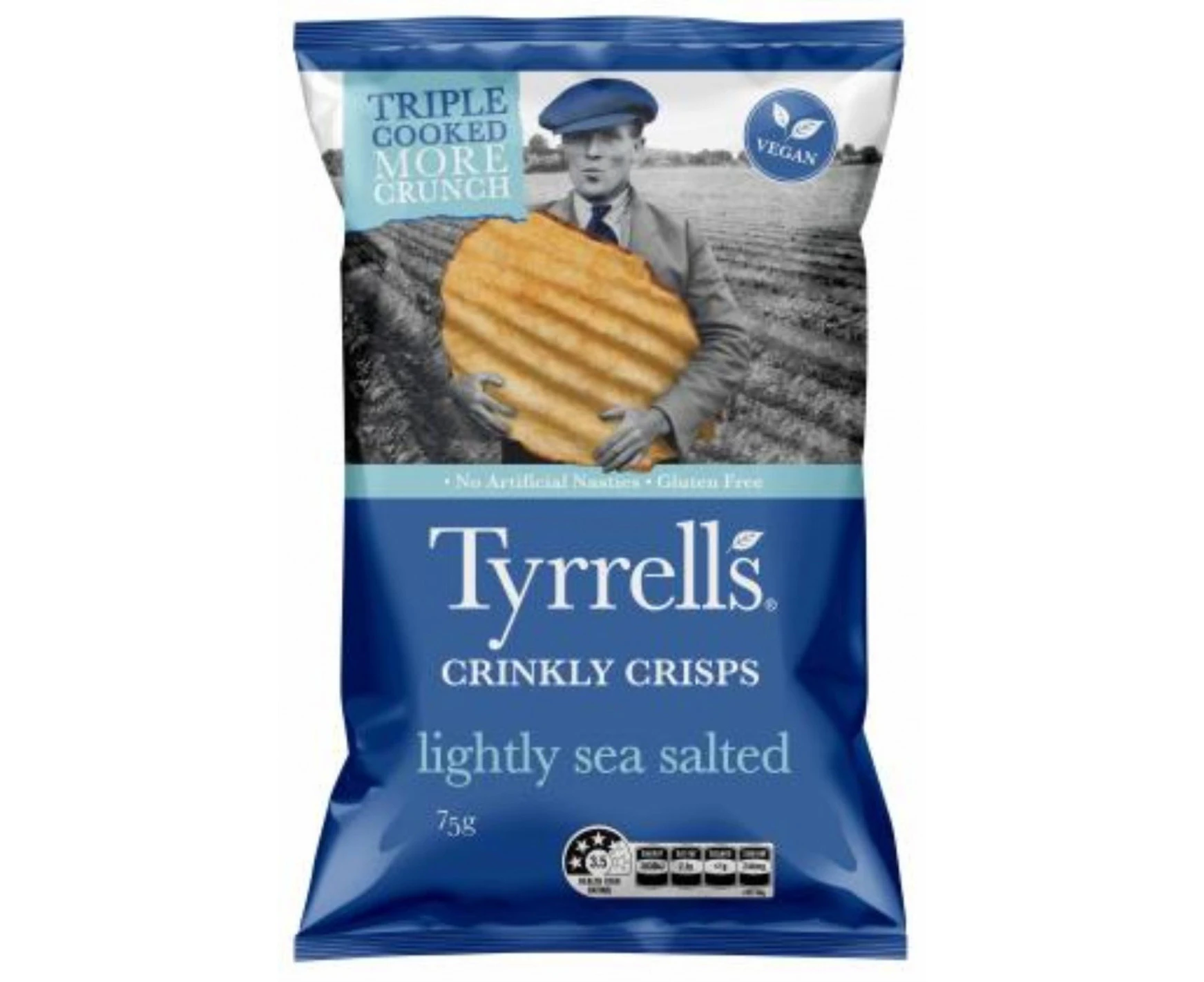 Tyrrells Potato Chips Sea Salt Crinkle Cut 75gr x 12