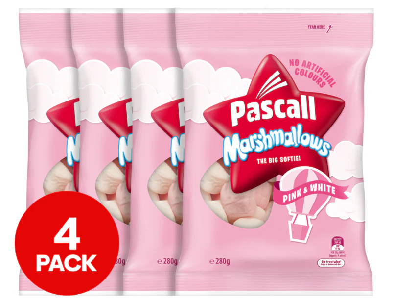 4 x Pascall Marshmallows The Big Softie Pink & White 280g