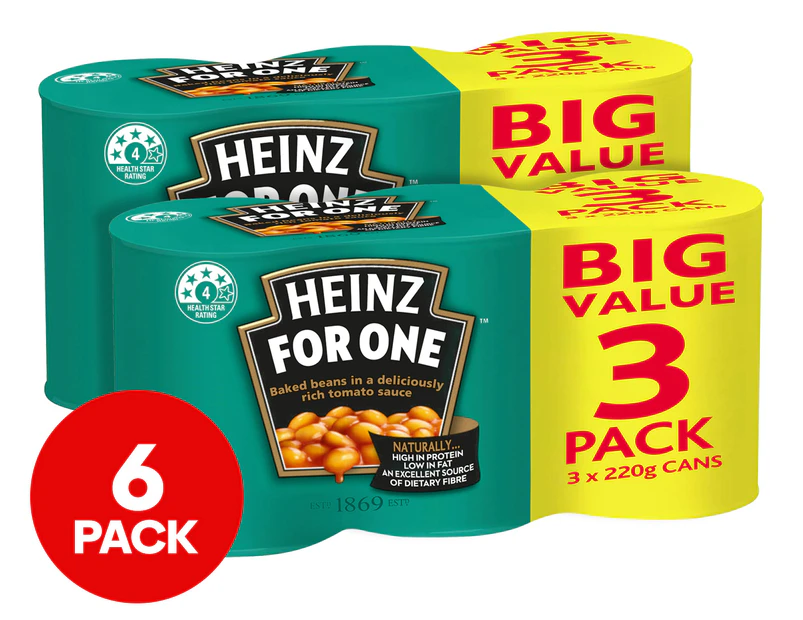 2 x 3pk Heinz Baked Beans Big Value 220g