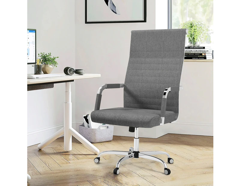 Ufurniture Ergonomic Office Chair High Back Computer Desk Chairs Height Adjustable Fabric Desk Chair Padded Seat Dark Gray