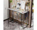 UNHO 100CM Long Sintered Stone Console Table with Veined Top Strong Framed