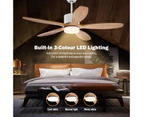 Ceiling Fan LED light 52 inch DC Motor Reversible w/Remote Timer Speeds Adjustment light wood