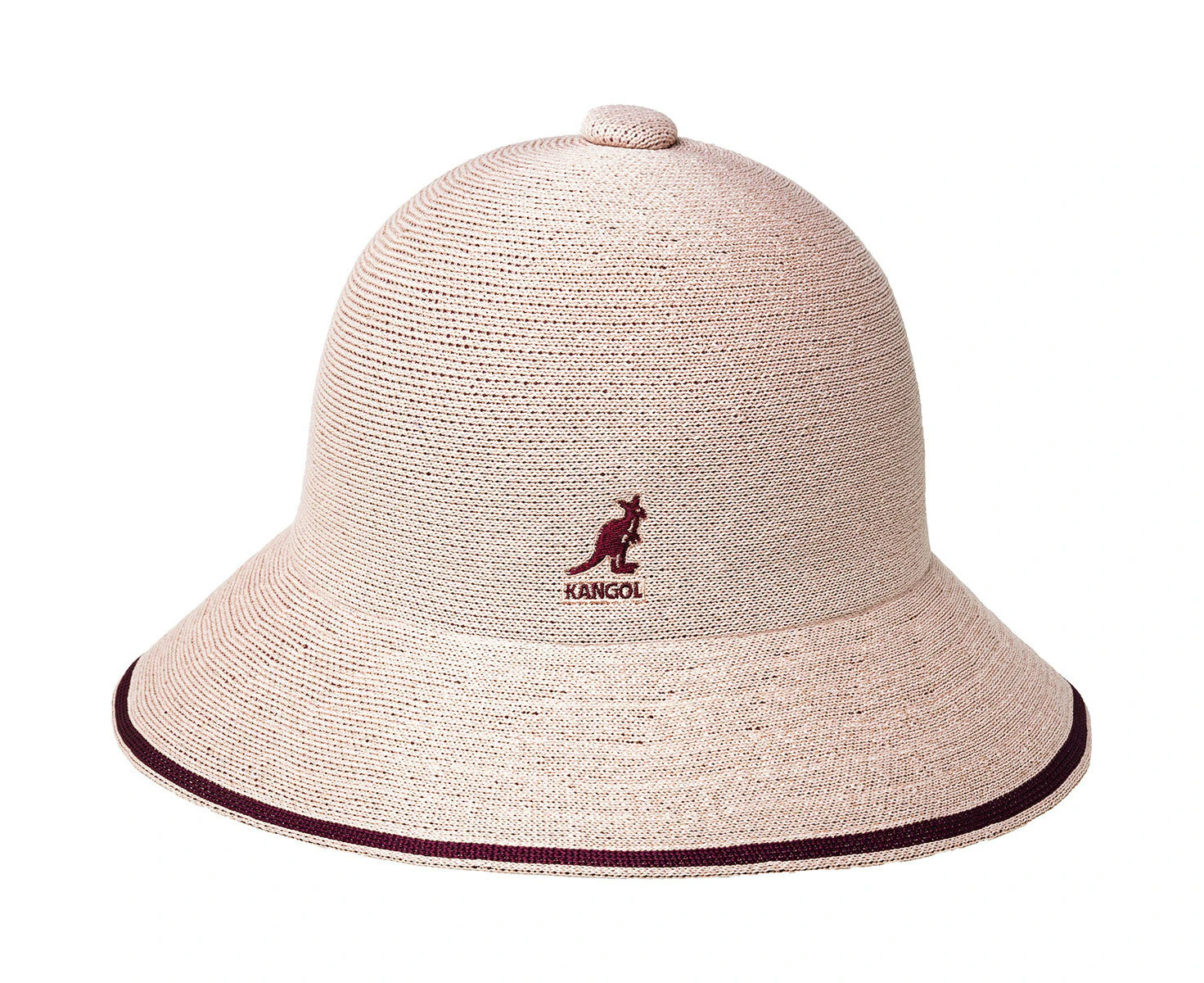 Kangol Womens Tropic Wide Brim Stripe Bucket Hat Summer Cap - Dusty Rose - S