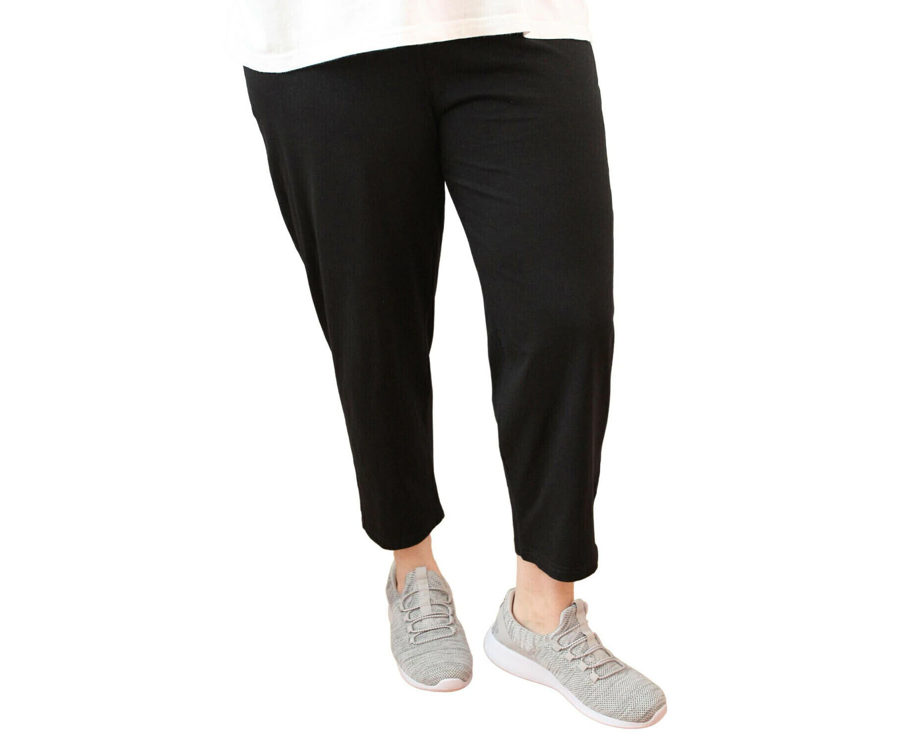 Idyl Womens Relaxed Fit Crop 100% Cotton Leggings Pants Trousers - Black