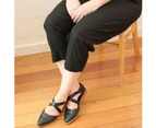 Idyl Womens Linen/Cotton Crop Wide Leg Pants Trousers Ladies Capri - Black