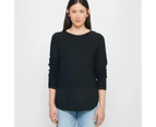 Target Stitch Curve Hem Jumper - Black