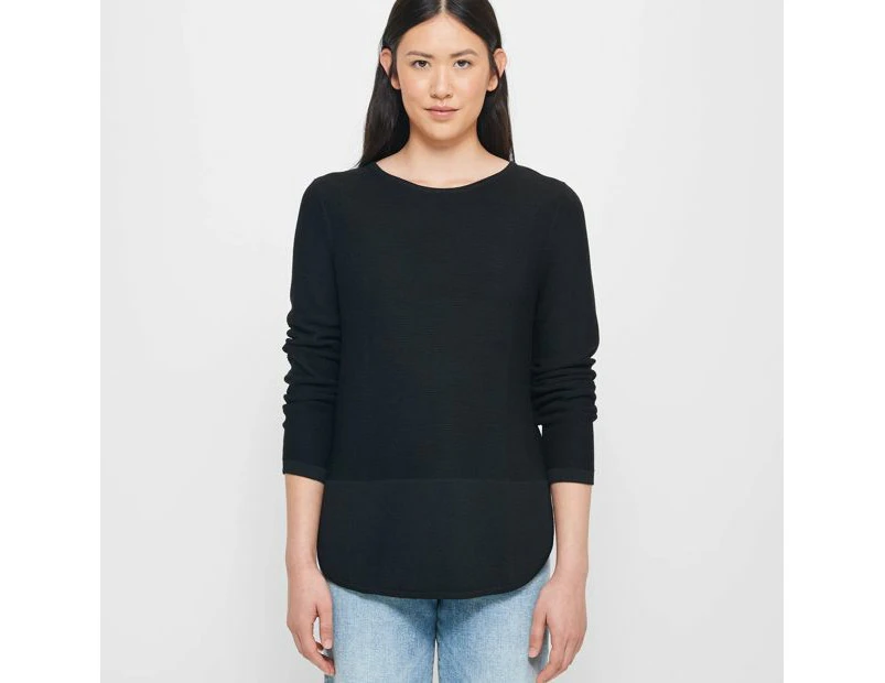 Target Stitch Curve Hem Jumper - Black