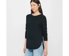 Target Stitch Curve Hem Jumper - Black