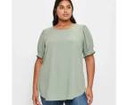 Target Plus Size Shirred Cuff Top - Green