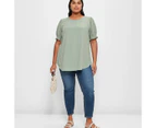 Target Plus Size Shirred Cuff Top - Green