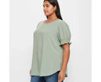 Target Plus Size Shirred Cuff Top - Green