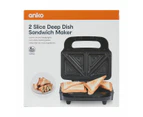 2 Slice Deep Sandwich Maker, Black - Anko