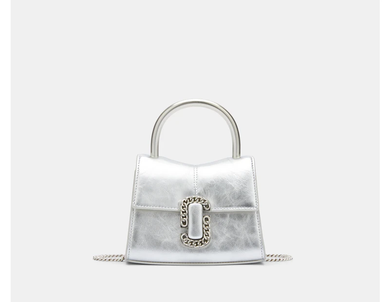 Marc Jacobs The Metallic Mini St. Marc Top Handle Crossbody Bag - Silver