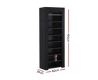 Artiss Shoe Rack Cabinet Removable Cover 10 tier Black