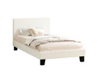 Oikiture Upholstered Platform Bed Frame King Single Size Bed Frame Headboard Boucle Fabric