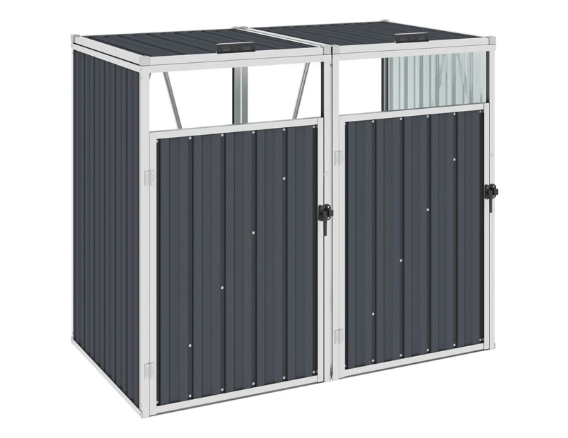 vidaXL Double Garbage Bin Shed Anthracite 143x81x121 cm Steel